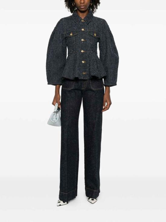 26SS 가니 트위드 데님 페플럼 자켓 A1010077077 Blue - GANNI