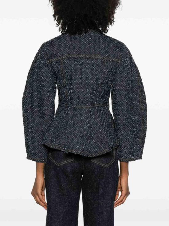 26SS 가니 트위드 데님 페플럼 자켓 A1010077077 Blue - GANNI