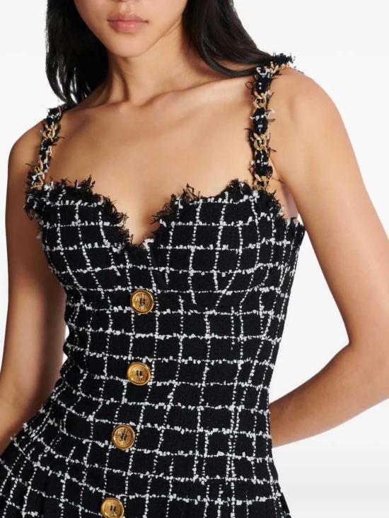 26SS 발망 숏 원피스 GF1R5163XL62 EAB NOIR BLANC EAB - BALMAIN