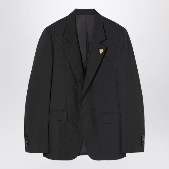 26SS 구찌 싱글 브레스트 GG 울 재킷 864110ZAUP1 Black