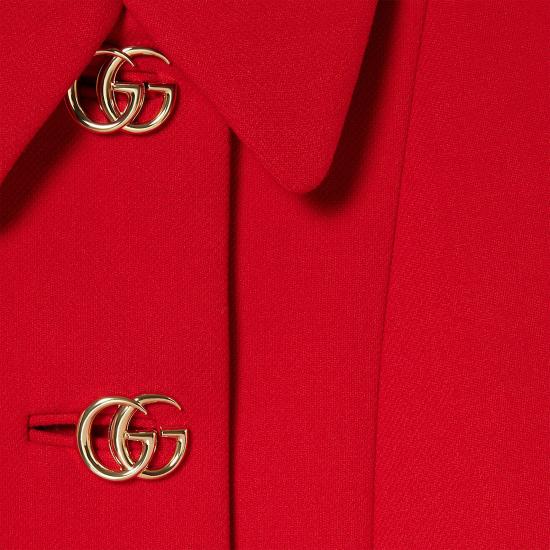 26SS 구찌 더블 G 버튼 울 나떼 코트 860471ZHW10 Red - GUCCI