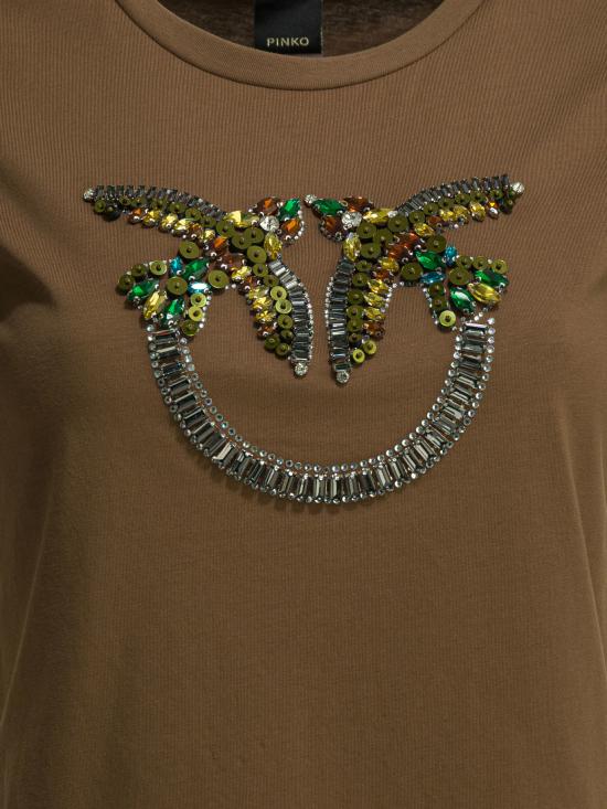 26SS 핑코 반팔 티셔츠 100535A33FL78 BROWN - PINKO