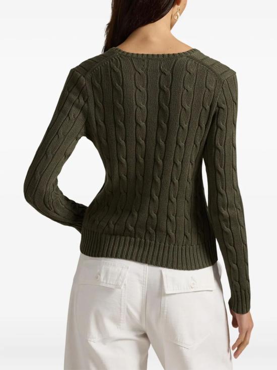 26SS 폴로 랄프로렌 포니로고 피마 코튼 케이블 니트 V넥 스웨터 211971870 506 GREEN - POLO RALPH LAUREN