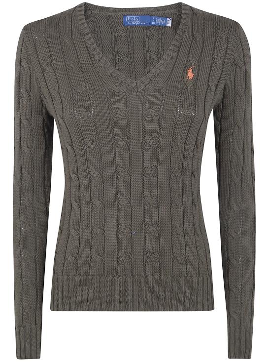 26SS 폴로 랄프로렌 포니로고 피마 코튼 케이블 니트 V넥 스웨터 211971870 506 GREEN - POLO RALPH LAUREN