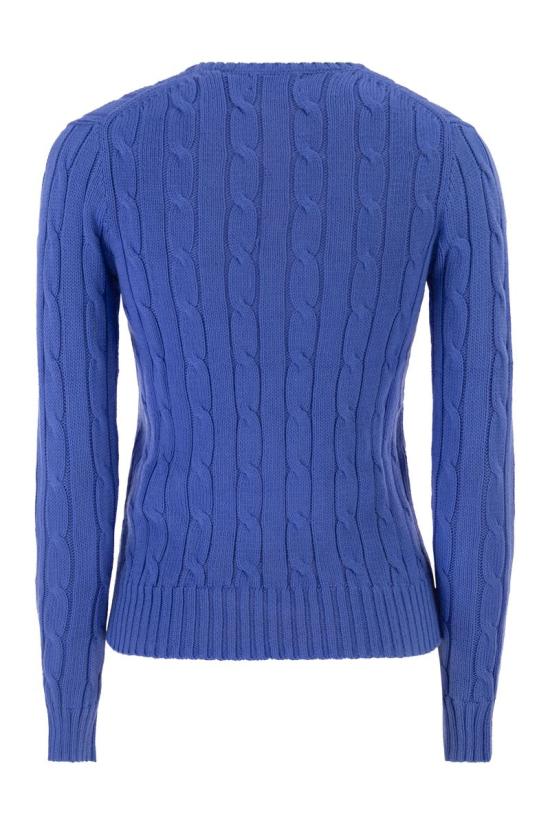 26SS 폴로 랄프로렌 포니로고 피마 코튼 케이블 니트 V넥 스웨터 211971870 504 BLUE - POLO RALPH LAUREN