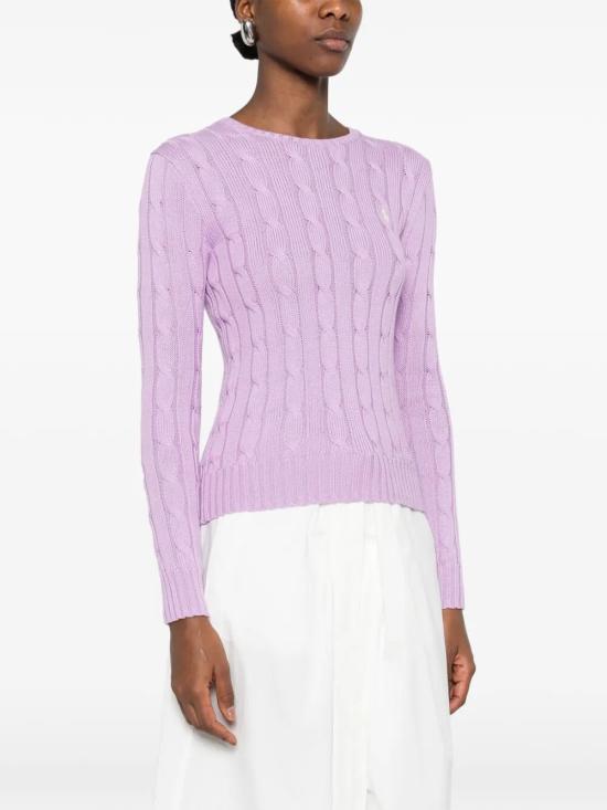 26SS 폴로 랄프로렌 포니 로고 피마코튼 케이블 니트 스웨터 211971869 505 PINK PURPLE - POLO RALPH LAUREN