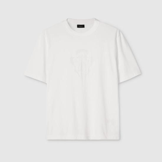 26SS 구찌 데보레 디테일 코튼 저지 티셔츠 864625XJHTY 9003 WHITE