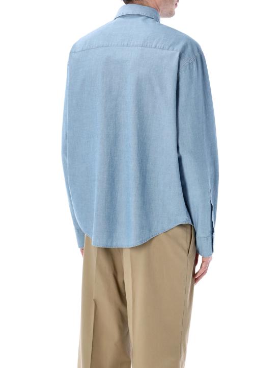 26SS 아미 코튼 박시 자수 아미 드 하트 셔츠 HSH822CO0221 484 BLUE - AMI