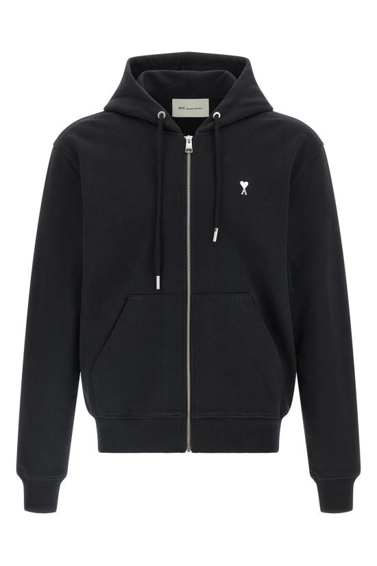 26SS 아미 스몰 하트 로고 코튼 후드 집업 HSW765730 045 BLACK