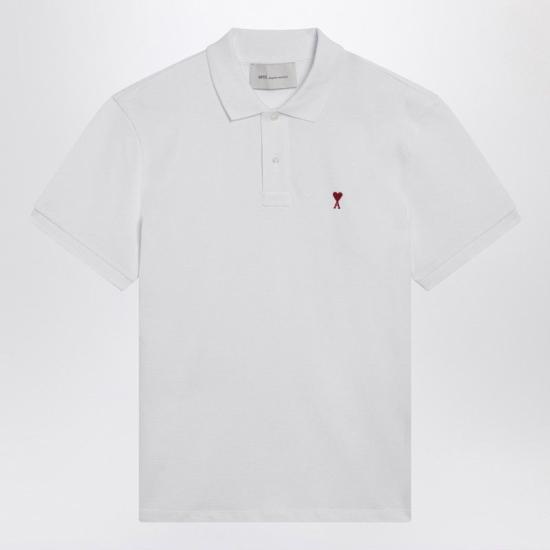 26SS 아미 스몰 하트 로고 폴로 셔츠 BFUPL001U760 100 WHITE