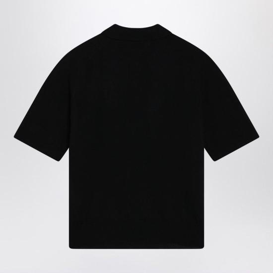 26SS 아미 스몰 하트 로고 메리노 니트 울 숏슬리브 폴로 HPL438KN0039 0180 BLACK - AMI