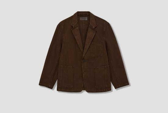 26SS 르메르 수트 자켓 싱글 브레스트 테일러드 재킷 - 염색된 두꺼운 브로큰 트윌 JA1103 LD1068 브라운