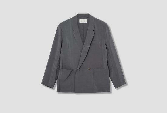 26SS 르메르 수트 자켓 소프트 더블 브레스트 재킷 - 드라이 실크 JA1097 LF1308 라이트 그레이