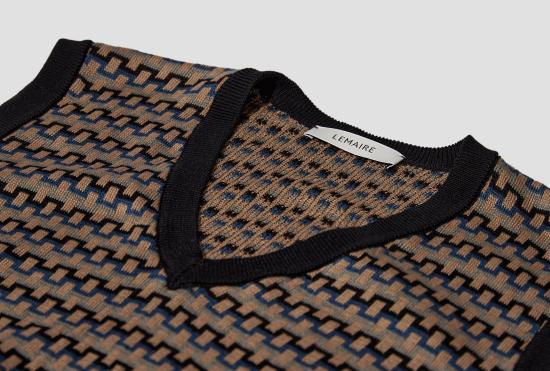26SS 르메르 베스트 V넥 자카드  - 머서라이즈드 코튼 PO0024 LK1053 블랙 - LEMAIRE