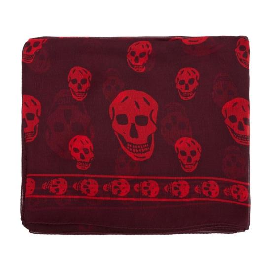 26SS 알렉산더 맥퀸 클래식 실크 블렌드 스컬 스카프 8078893052Q6074 Black