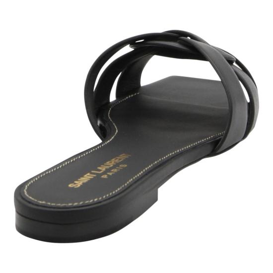 26SS 생로랑 스무스 레더 트리뷰트 플랫 뮬 571952BDA001000 Black - SAINT LAURENT