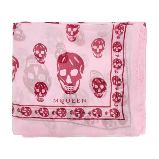 26SS 알렉산더 맥퀸 클래식 실크 블렌드 스컬 스카프 8078893052Q5972 Pink