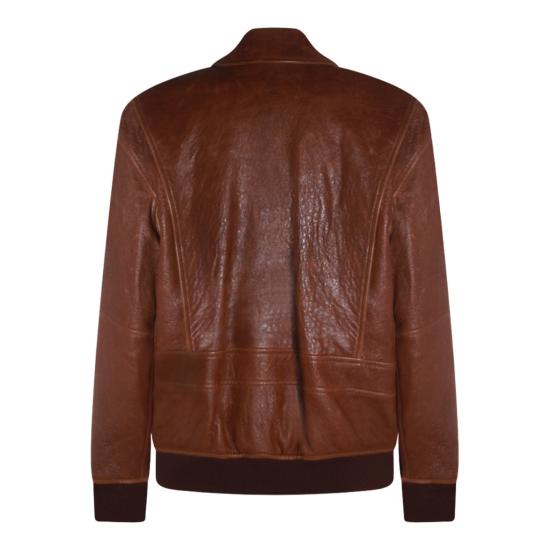 26SS 생로랑 가죽 자켓 858313YCSX22800 Brown - SAINT LAURENT