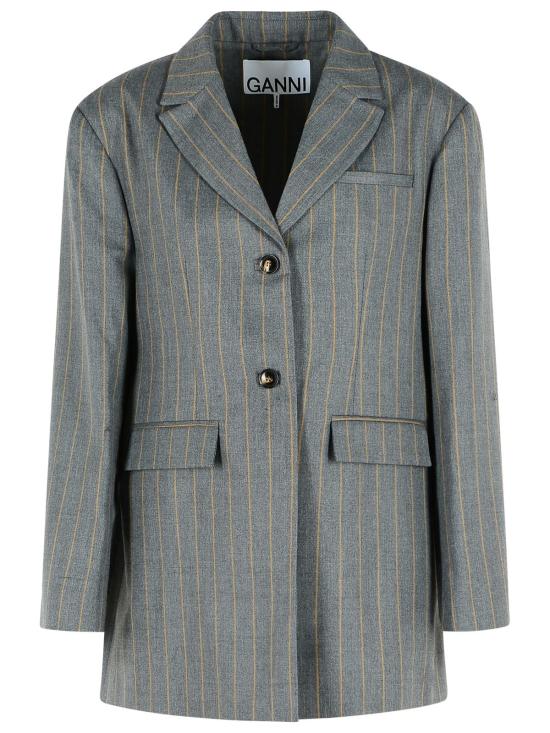 26SS 가니 스트라이프 울 블레이저 A1020040202 Grey