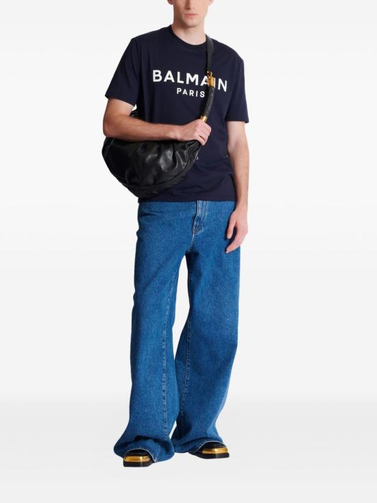 26SS 발망 반팔 티셔츠 GH1EG000BD45 SIV NAVY - BALMAIN