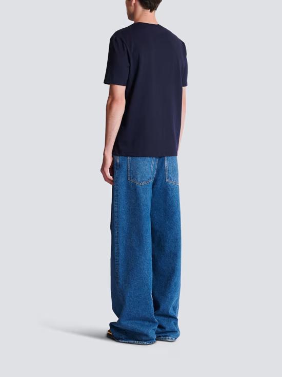 26SS 발망 반팔 티셔츠 GH1EG000BD45 SIV NAVY - BALMAIN