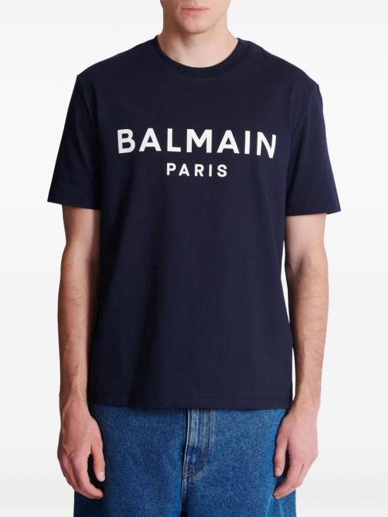26SS 발망 반팔 티셔츠 GH1EG000BD45 SIV NAVY - BALMAIN