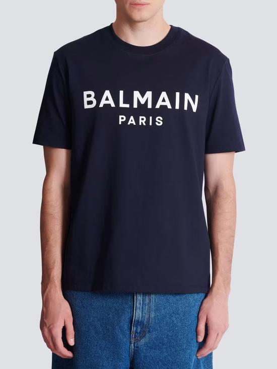 26SS 발망 반팔 티셔츠 GH1EG000BD45 SIV NAVY - BALMAIN