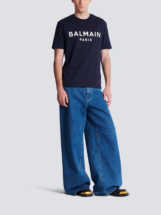 26SS 발망 반팔 티셔츠 GH1EG000BD45 SIV NAVY - BALMAIN
