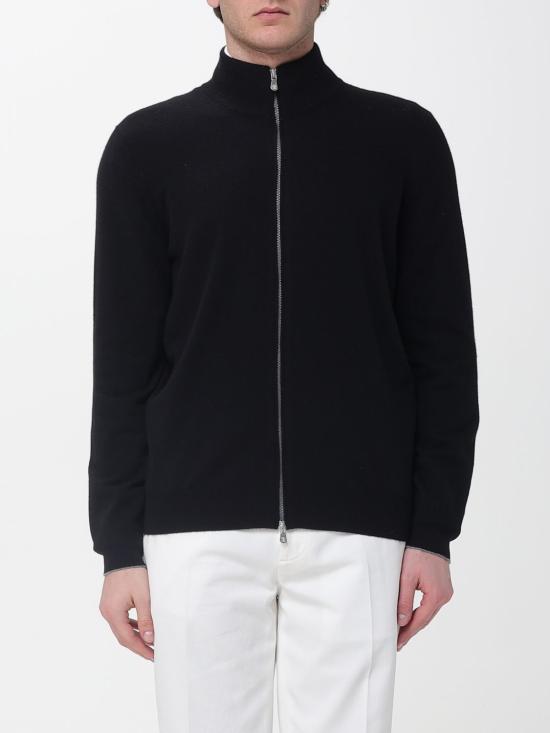 26SS 브루넬로 쿠치넬리 캐시미어 하이넥 집업 가디건 M2200106 CH101 Black