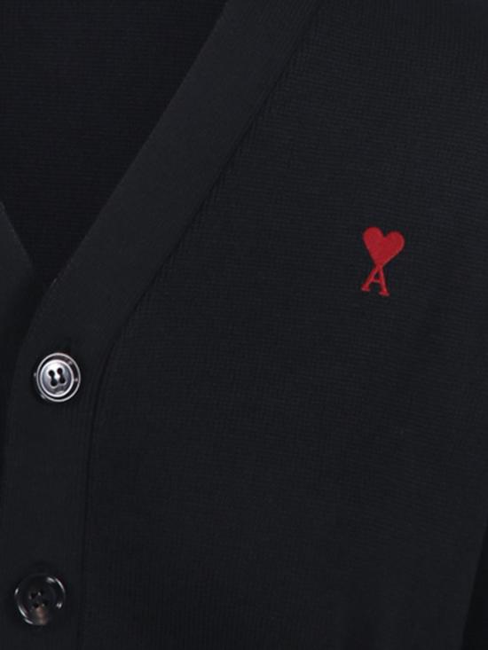26SS 아미 ADC 스몰 하트 로고 V넥 가디건 FKC374001 009 Black - AMI
