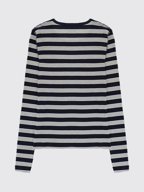 26SS 가니 스트라이프 리브 긴팔 티셔츠 A1050066 868 Pink - GANNI