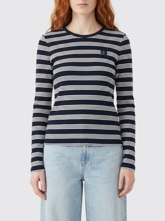 26SS 가니 스트라이프 리브 긴팔 티셔츠 A1050066 868 Pink