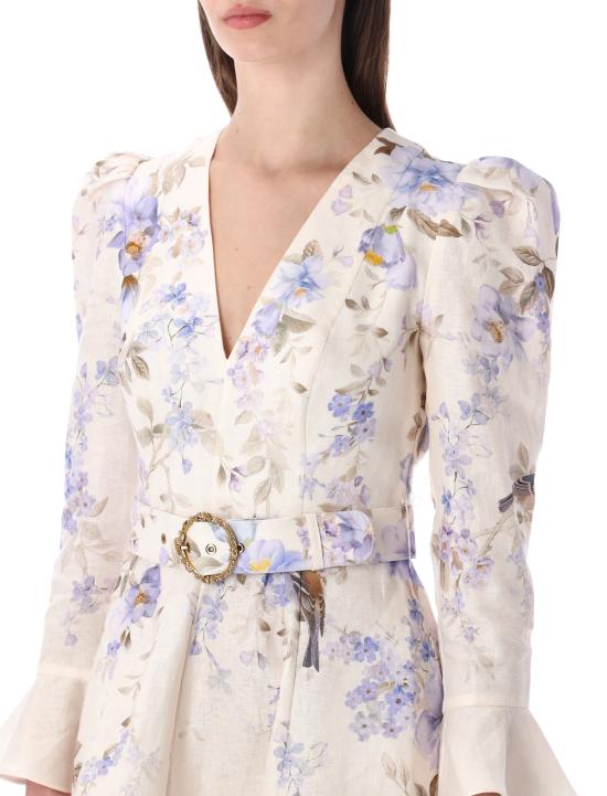 26SS 짐머만 미디 원피스 8637DS261 BLSO BLUE SONG BIRD CREAM - ZIMMERMANN