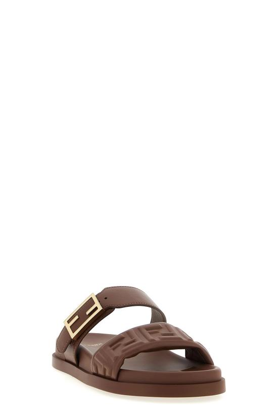 26SS 펜디 카프 레더 플랫 샌들 8X8710ABOHF0JLK Brown - FENDI