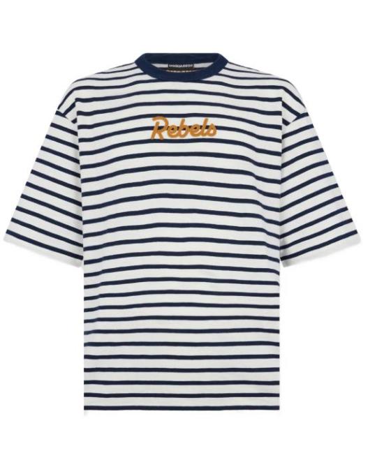 26SS 디스퀘어드2 반팔 티셔츠 S74GD1533D20107 001F WHITE BLUE NAVY