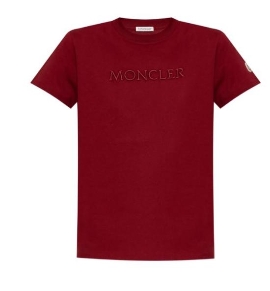 26SS 몽클레어 자수 토널 로고 코튼 티셔츠 L10938C0002189AUO 438 DARK RED
