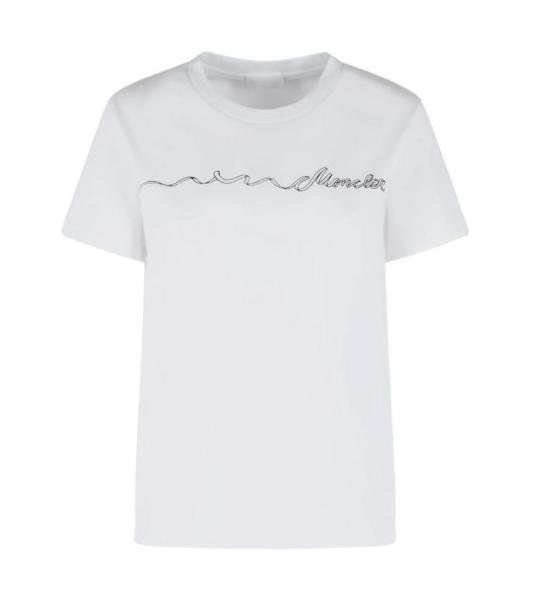 26SS 몽클레어 리본 로고 코튼 티셔츠 L10938C0001789B8Y 00A WHITE