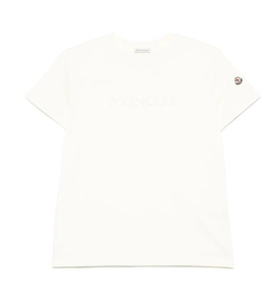 26SS 몽클레어 자수 토널 로고 코튼 티셔츠 L10938C0002189AUO 037 WHITE
