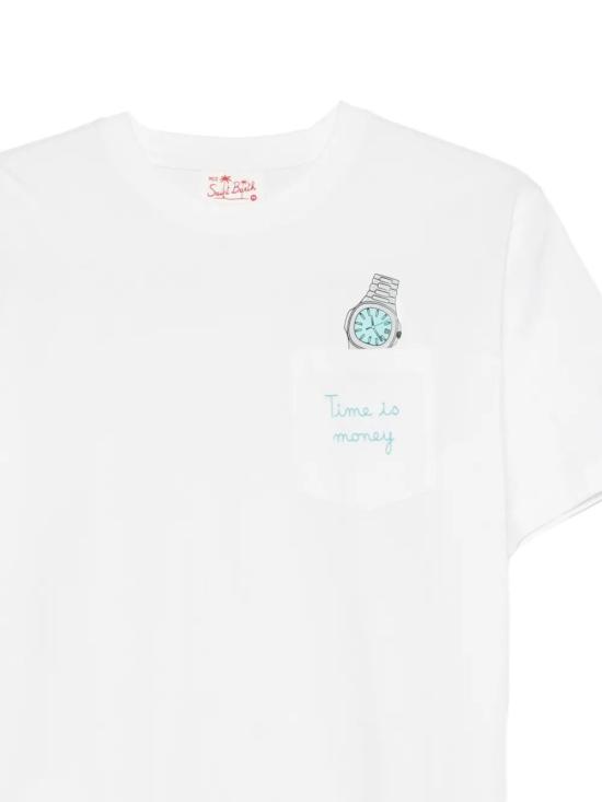 26SS 세인트바쓰 반팔 티셔츠 AUS0001 04354L TIME IS MONEY 01N EMB - MC2 SAINT BARTH