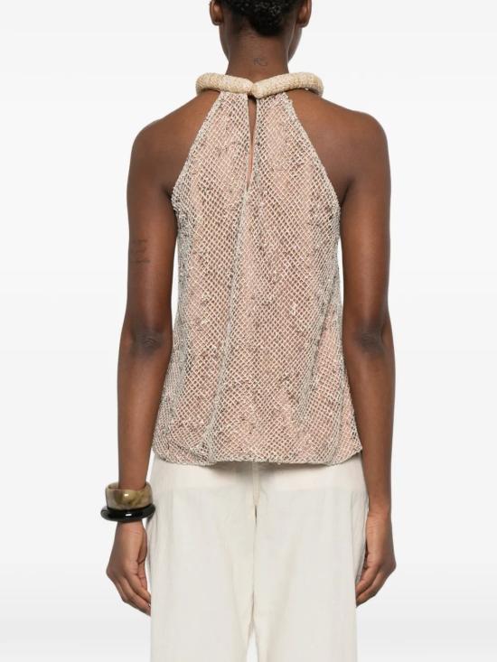 26SS ROSANNA OCAMPO 민소매 티셔츠 RO054NSAB Beige - ROSANNA OCAMPO