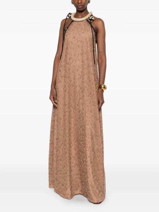 26SS ROSANNA OCAMPO 롱 원피스 RO055NTRA Beige - ROSANNA OCAMPO