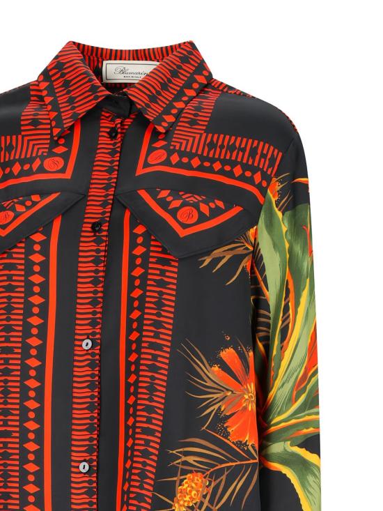 26SS 블루마린 미디 원피스 P622A781A F9904 Black orange - BLUMARINE