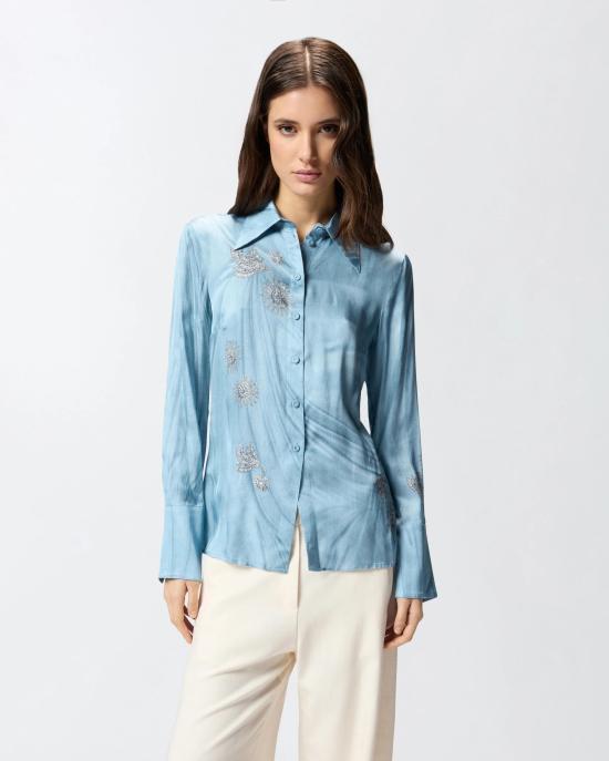 26SS 핑코 셔츠 106211A37N F15 Azzurro denim sbiadito - PINKO