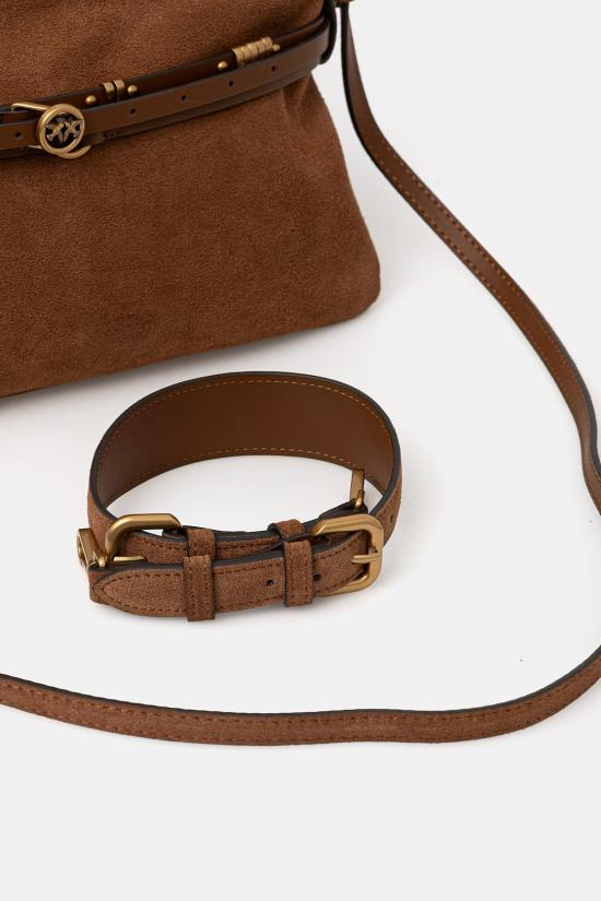 26SS 핑코 토트백 106176A0F6 L17Q Marrone leone antique gold - PINKO