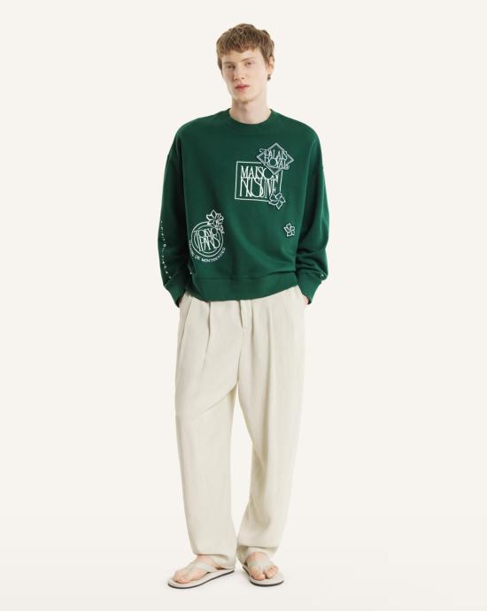 26SS 메종키츠네 긴팔 티셔츠 QM00303KM0340 P399 Bottle green - MAISON KITSUNE