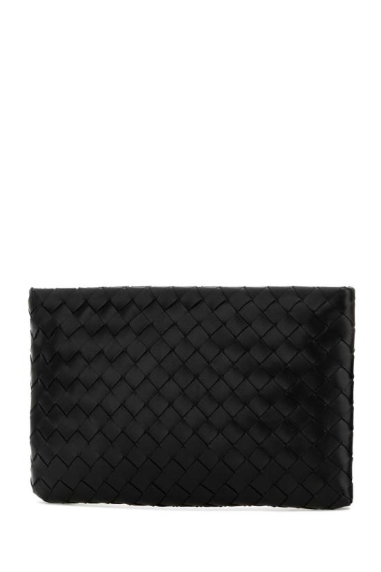 26SS 보테가베네타 인트레치아토 미디움 플랫 파우치 742972VCPP9 8425 Black - BOTTEGA VENETA