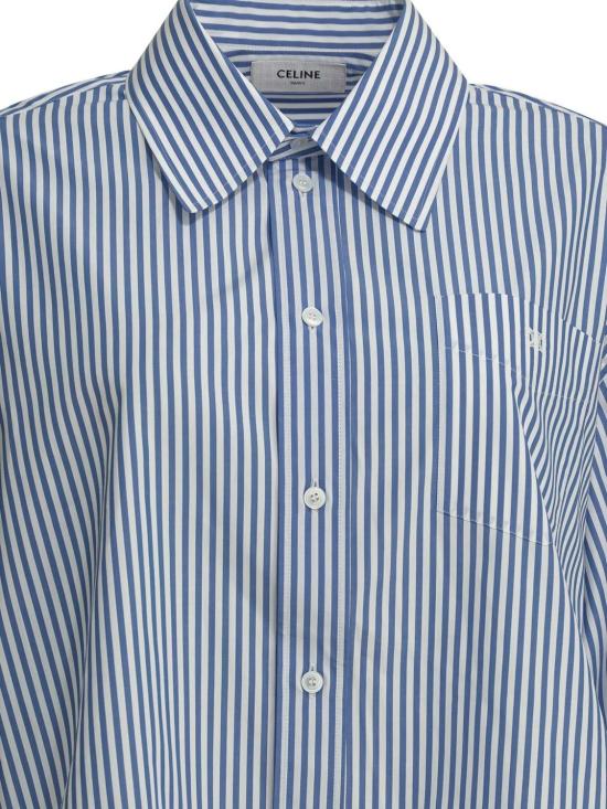 26SS 셀린느 스트라이프 코튼 포플린 크롭 셔츠 RC0941389 CBA0 CRAIEBLEU CIEL CBA0 CRAIE BLEU CIEL - CELINE
