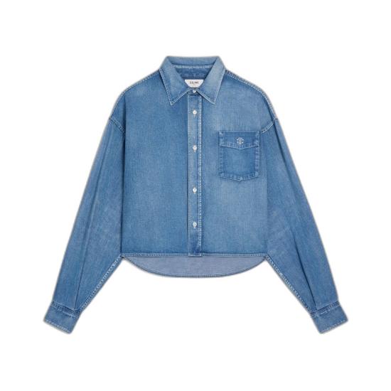 26SS 셀린느 데님 크롭 셔츠 RC0BC2N67 GDP1 INDIGO WHISPER