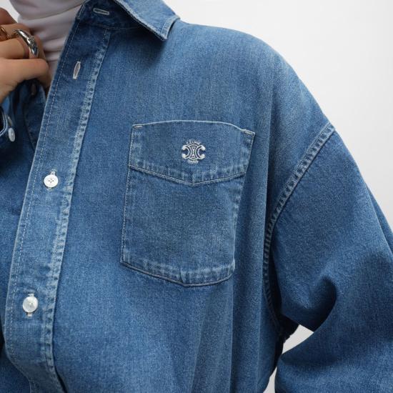 26SS 셀린느 데님 크롭 셔츠 RC0BC2N67 GDP1 INDIGO WHISPER - CELINE