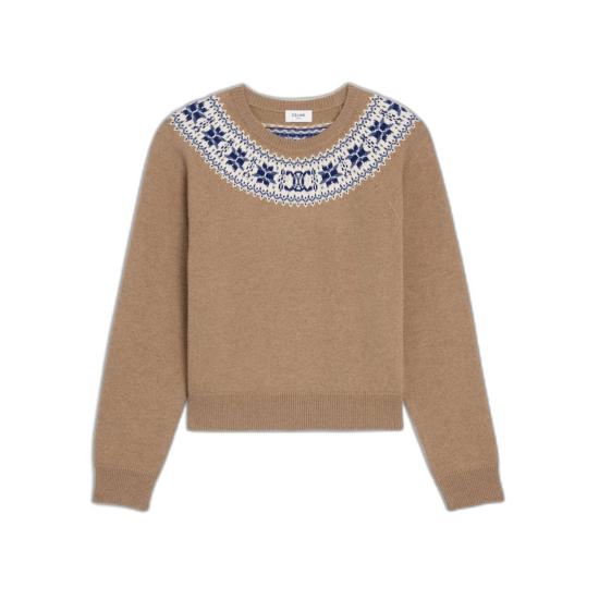 25FW 셀린느 페어 아일 캐시미어 크루넥 스웨터 RY0HM0N82 04FG CAMEL